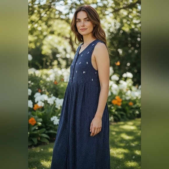 April Cornell Dresses & Skirts - Vintage 90s April Cornell Floral Maxi Dress Cottagecore Tie Back Rayon XL 12-14